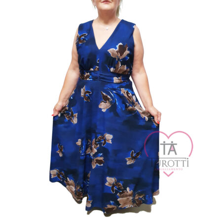 Abito donna lungo Rinascimento a spalla larga fiorato  CFC0115670 taglie forti - immagine 2