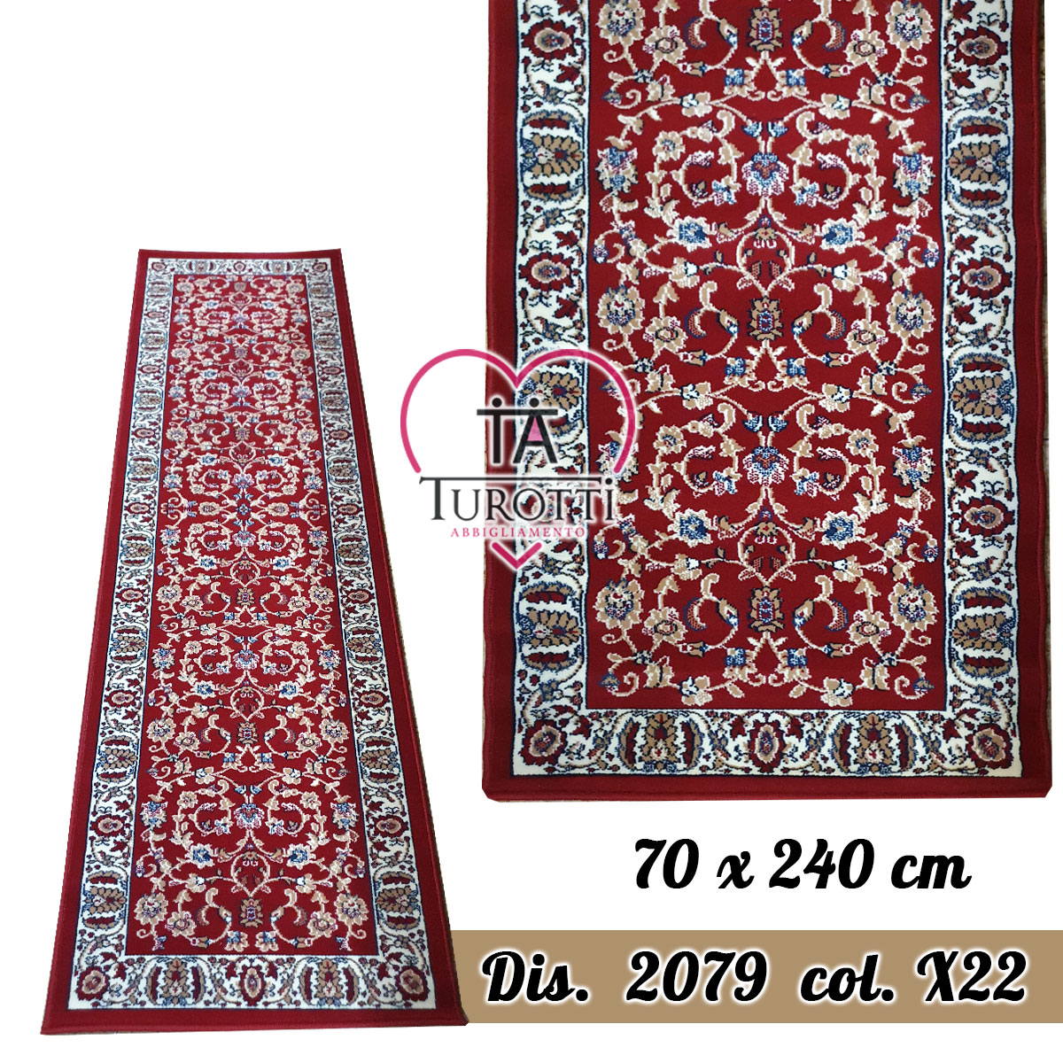 Tappeto passatoia Royal Shiraz 70 x 240 cm ornamentale, art. 2079 colore X22