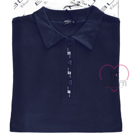 Polo  donna  manica lunga  BLU con brillantini ART 1048 vari colori - immagine 5