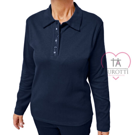 Polo  donna  manica lunga  BLU con brillantini ART 1048 vari colori - immagine 9