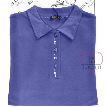 Polo  donna  manica lunga  BLU con brillantini ART 1048 vari colori - immagine 3