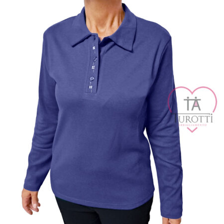 Polo  donna  manica lunga  BLU con brillantini ART 1048 vari colori - immagine 11