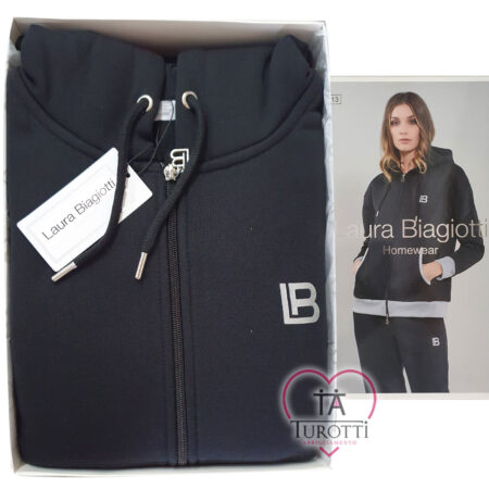 Tuta Donna Laura Biagiotti full zip cappuccio 96713 Nero - immagine 2