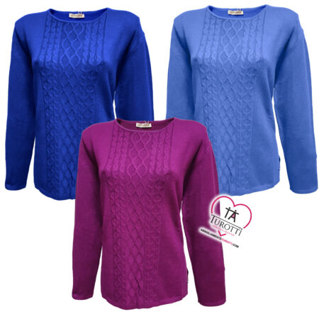 Maglia Girocollo Donna Madreperla MA13031C greche misto viscosa taglia Over