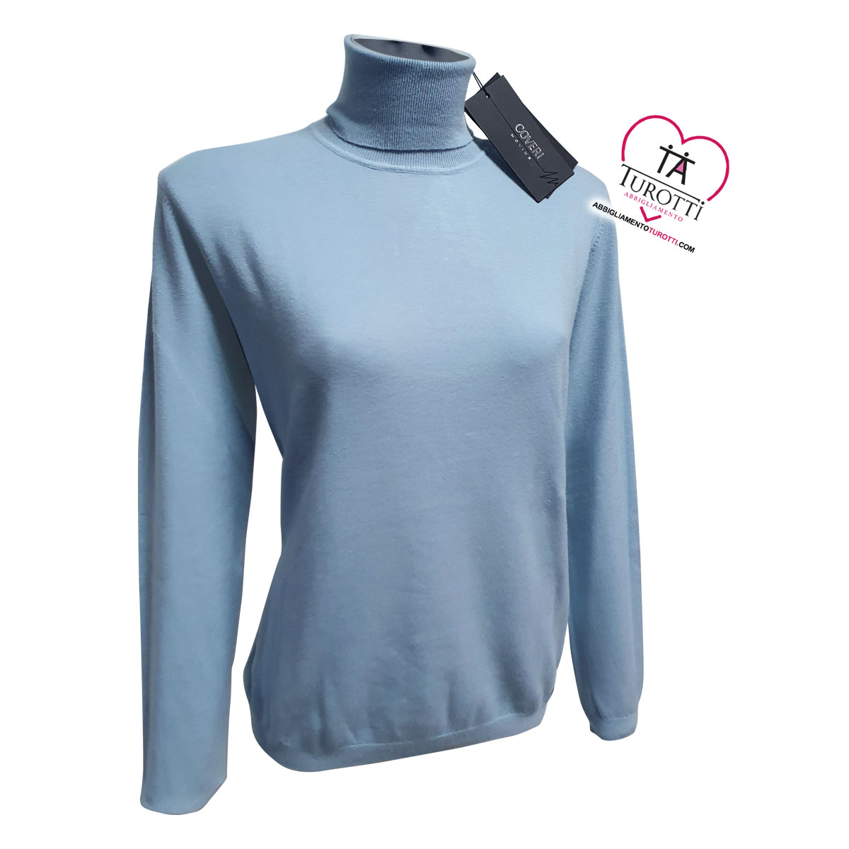 Dolcevita donna Coveri Moving manica lunga art DC801 Celeste