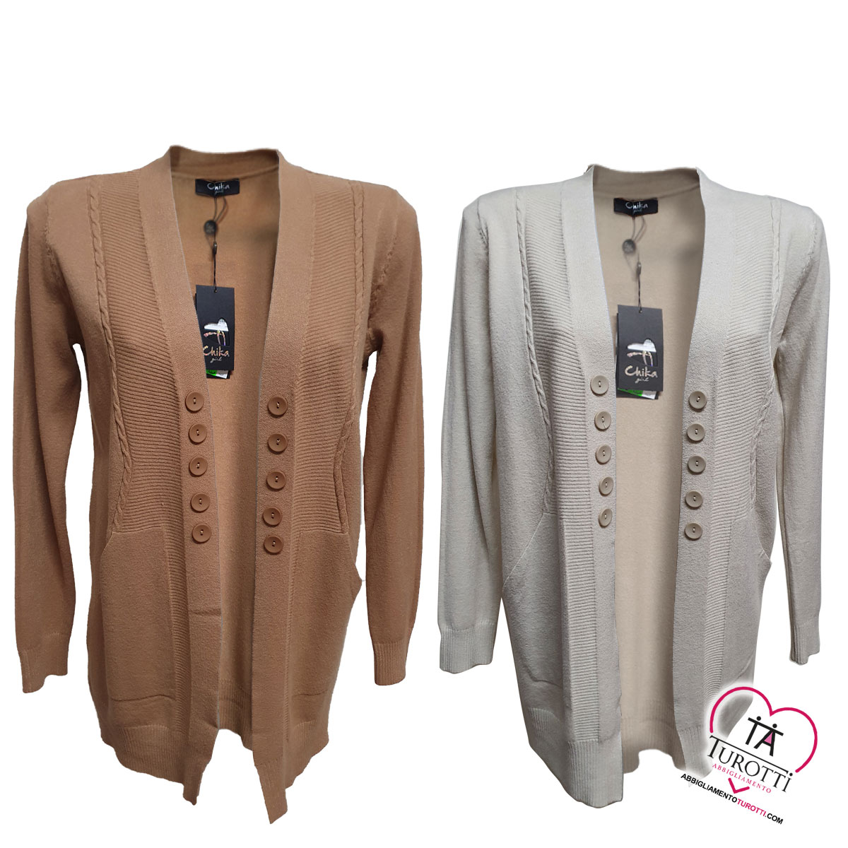 Cardigan Lungo donna bottoni Chika - Turotti Abbigliamento