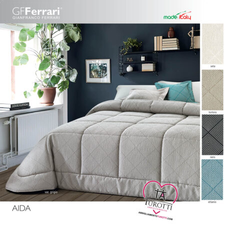 Trapunta Matrimoniale Aida GF Ferrari Ottanio in pregiato tessuto jacquard