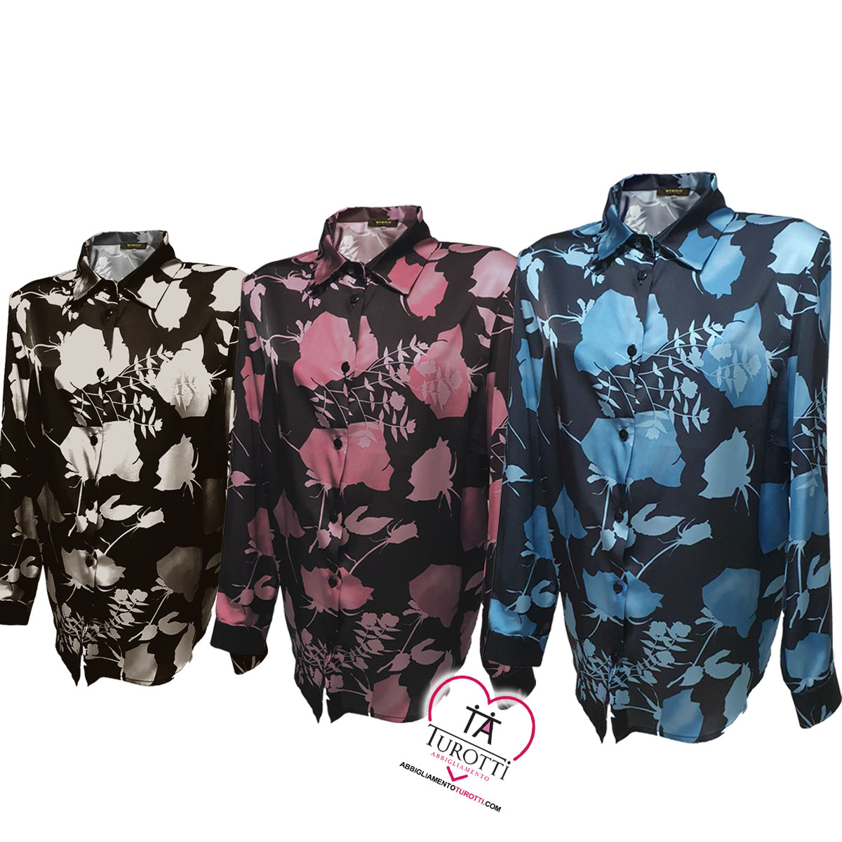 Camicia donna taglia calibrata Elena Capello Stampa floreale