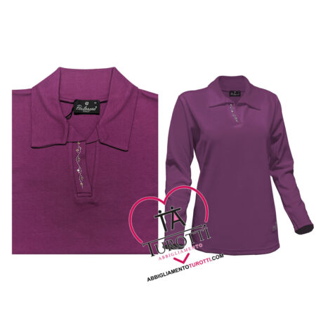 maglia polo maniche lunghe da donna in 100% cotone