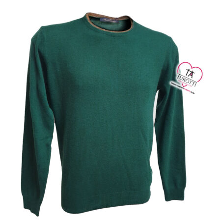 Maglia Girocollo Uomo Fabrimas 3358 misto lana merino con contrasto sul collo - immagine 5