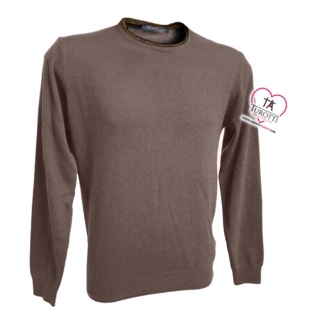 Maglia Girocollo Uomo Fabrimas 3358 misto lana merino con contrasto sul collo - immagine 6