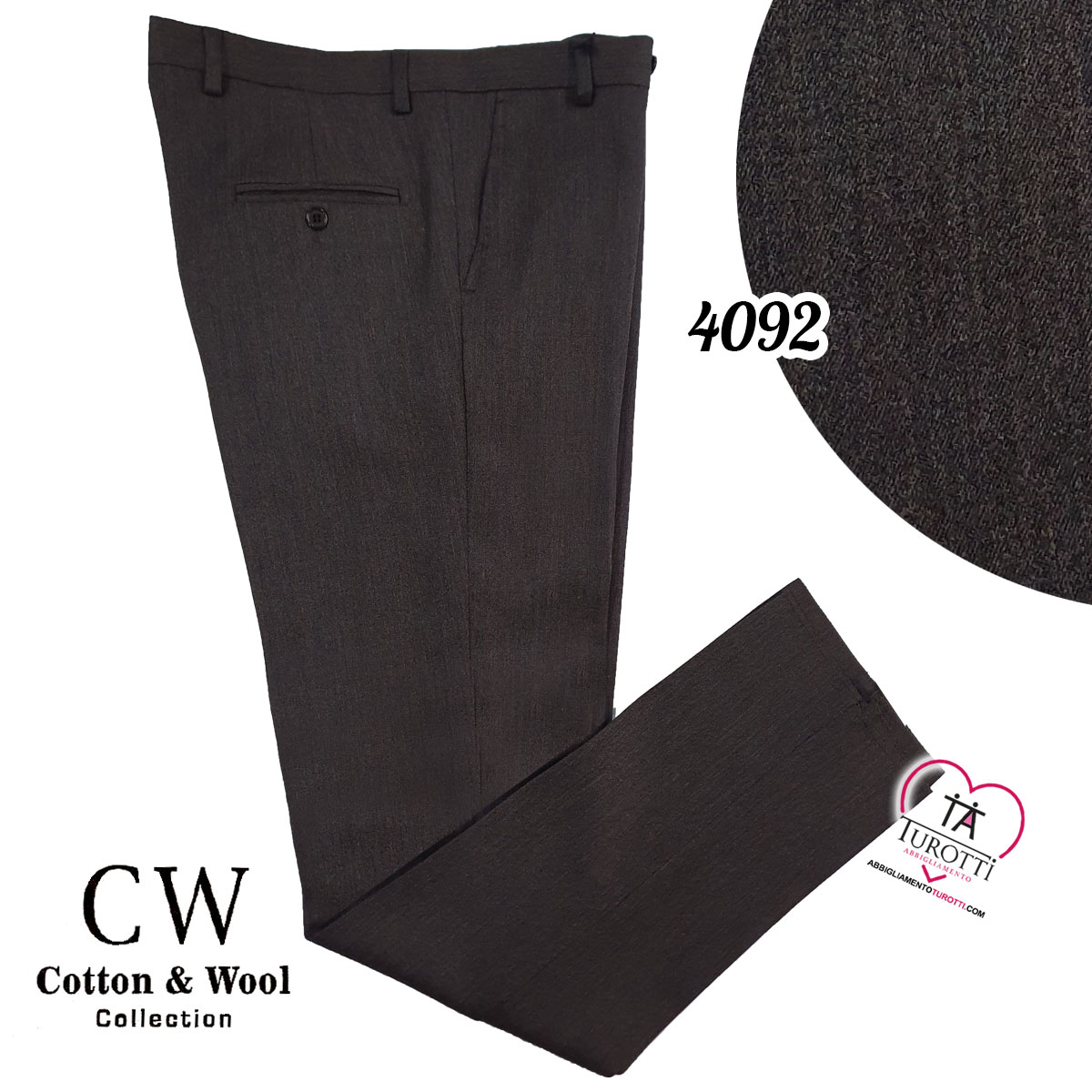 Pantalone uomo lana jaspe Cotton & Wool art 4092 modello D4 SP