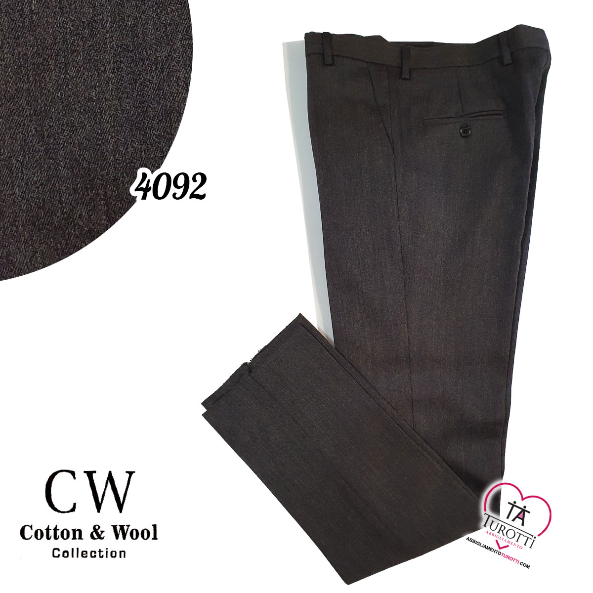 Pantalone uomo lana jaspe Cotton & Wool art 4092 modello D4 SP - immagine 3