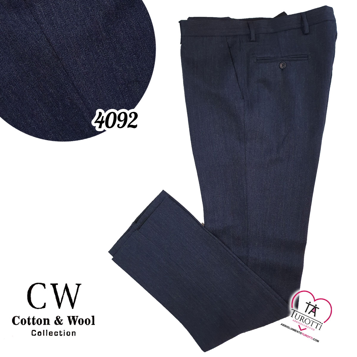Pantalone uomo lana jaspe Cotton & Wool art 4092 modello D4 SP - immagine 4