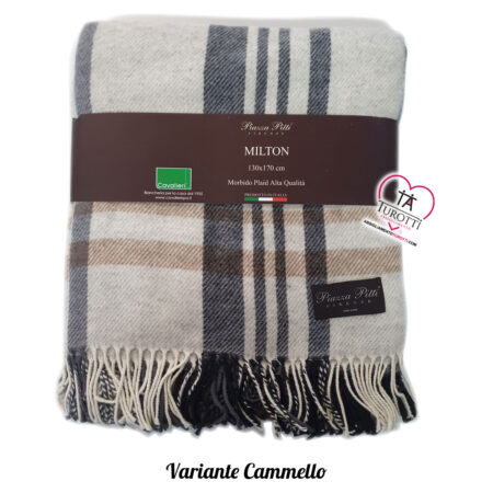 Plaid con frange Milton Piazza Pitti Firenze 130x200 cm morbido plaid alta qualità in misto lana Cavalieri - immagine 4