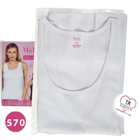 Canotta donna bordino semplice Ma re art 570 colore bianco cotone felpato - immagine 2