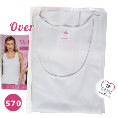 Canotta donna bordino semplice Ma re art 570 over colore bianco cotone felpato - immagine 2