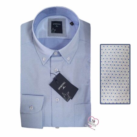 Camicia uomo button down azzurra con taschino maniche lunghe