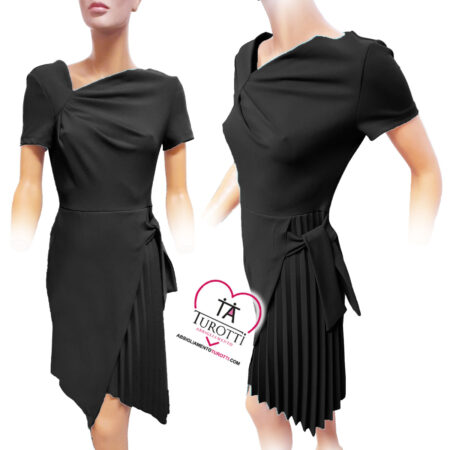 Abito Rinascimento mezza manica donna in tinta unita con plisse  CFC0117521 - immagine 3