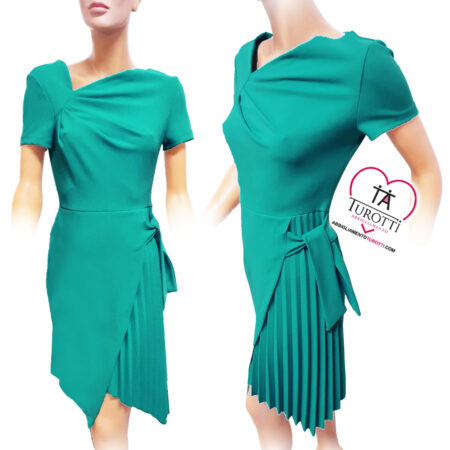 Abito Rinascimento mezza manica donna in tinta unita con plisse  CFC0117521 - immagine 4