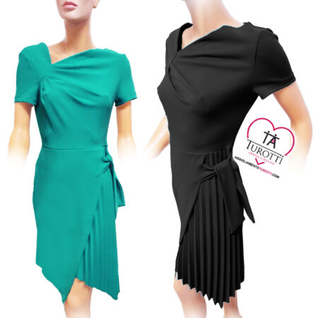 Abito Rinascimento mezza manica donna in tinta unita con plisse  CFC0117521 - immagine 5