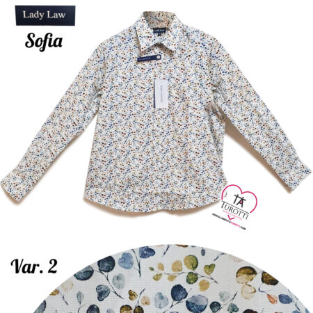Camicia in cotone donna manica lunga Sofia micro fantasia Sofia Lady Law - immagine 2