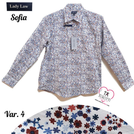 Camicia in cotone donna manica lunga Sofia micro fantasia Sofia Lady Law - immagine 3