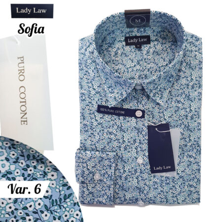 Camicia in cotone donna manica lunga Sofia micro fantasia Sofia Lady Law - immagine 7