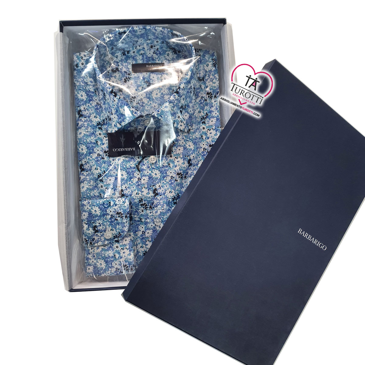 Camicia Uomo Barbarigo fiori da TA66 6071 10 LO 319 col 001 bianco celeste - immagine 2
