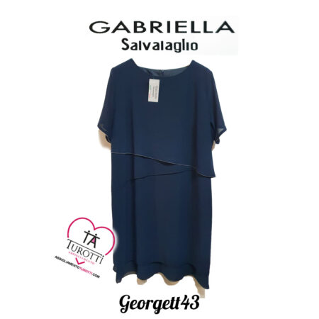 Abito da donna elegante con stola a mezza manica con balza in tinta unita Gabriella Salvalaglio art Georgett43 modello 43 Marzo - immagine 2