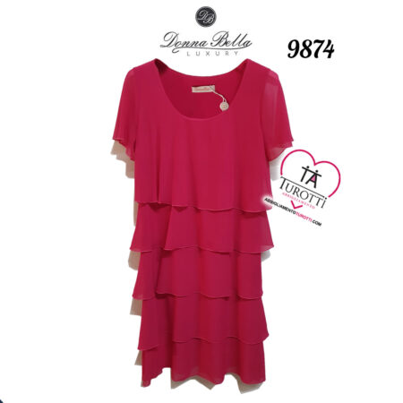 Abito a balze da donna in tinta unita a mezza manica Donna Bella Luxury art 9874 - immagine 4
