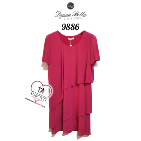Abito a balze da donna calibrato in tinta unita a mezza manica Donna Bella Luxury art 9886 - immagine 2