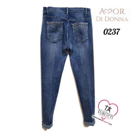 Jeans Amor di Donna  con strass sulle tasche dietro art 0237  denim - immagine 2