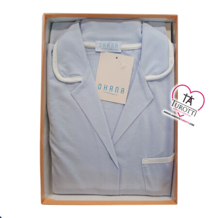 Pigiama donna aperto Ohana   manica lunga  cotone peso leggero art 22049 polvere - immagine 2
