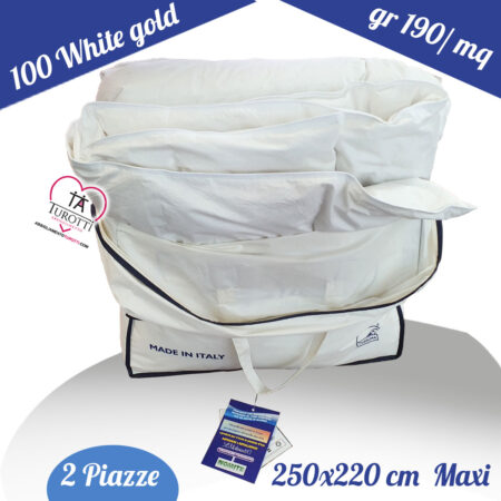 Piumino Oca Bianca Molina art 100 White Gold serie Cortina 2 Piazze Matrimoniale Maxi - immagine 2
