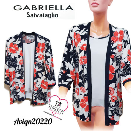 Twinset donna maglia giacca aperta fiori  Gabriella Salvalaglio Avign20220  modello 43 Primizia blu