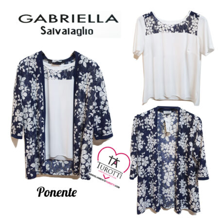 Twinset donna maglia giacca aperta fiori  Gabriella Salvalaglio Ponente  modello 45 Primi 2P blu
