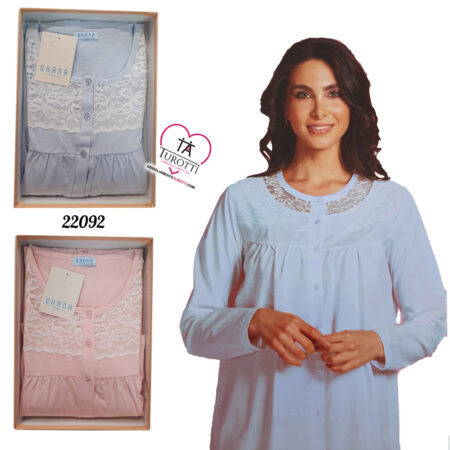 Camicia da notte estiva leggera Ohana art 22092 rosa cipria - immagine 4