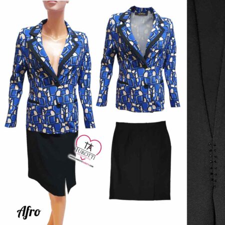 Tailleur Elena donna pantalone con giacca che può essere abbinato anche con gonna art Afro - immagine 3