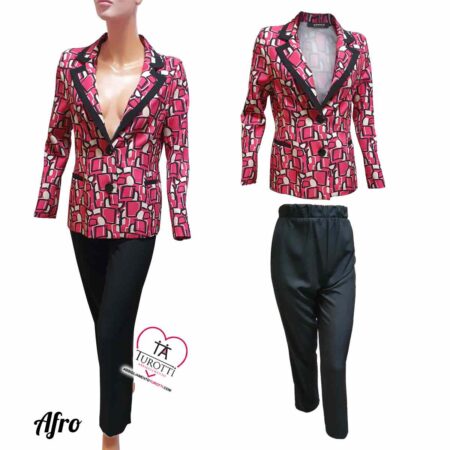 Tailleur Elena donna pantalone con giacca che può essere abbinato anche con gonna art Afro - immagine 5
