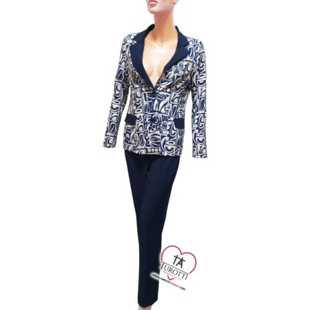 Tailleur donna pantalone Elena giacca fantasia geometrico