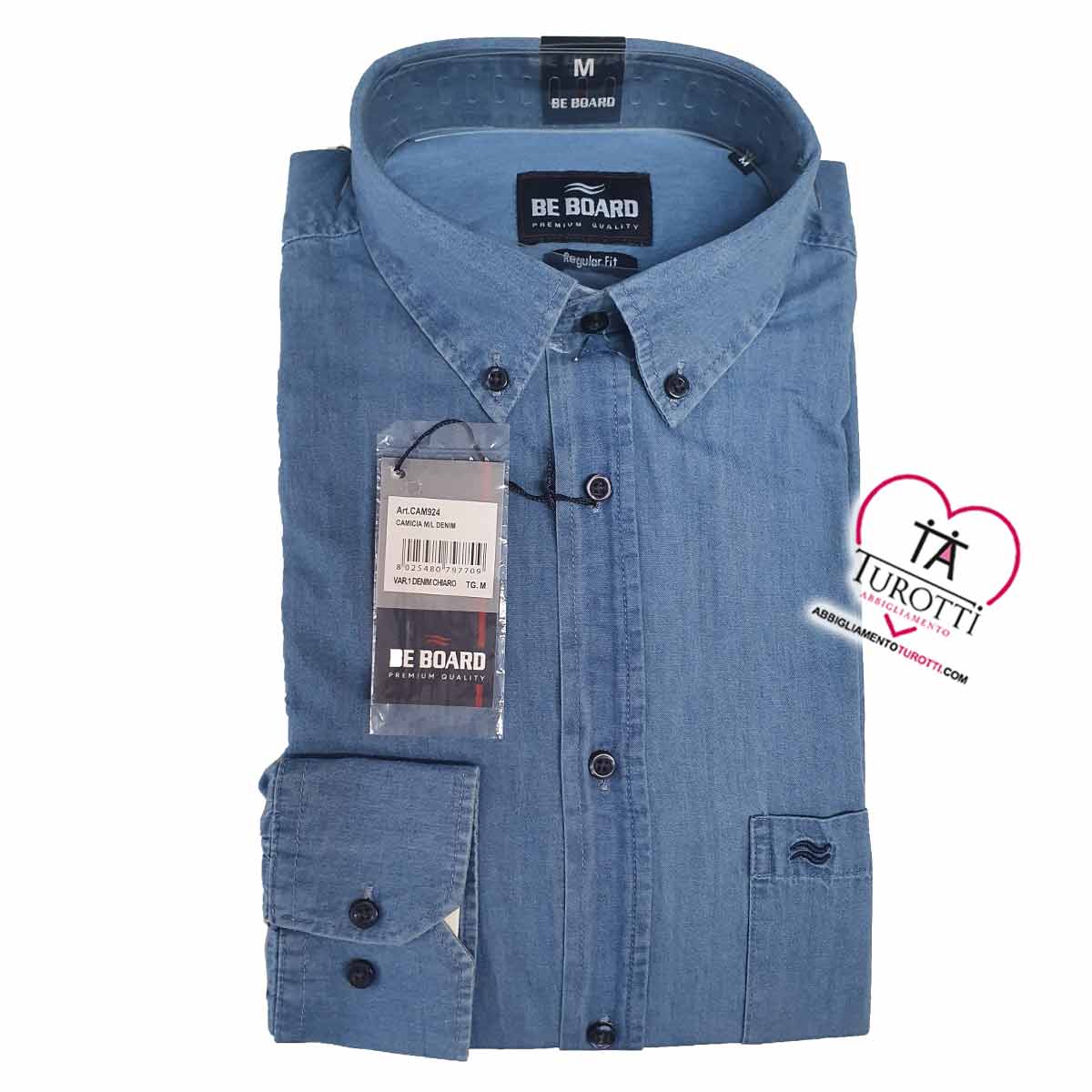 Camicia Uomo BE BOARD CAM924 manica lunga jeans - immagine 2