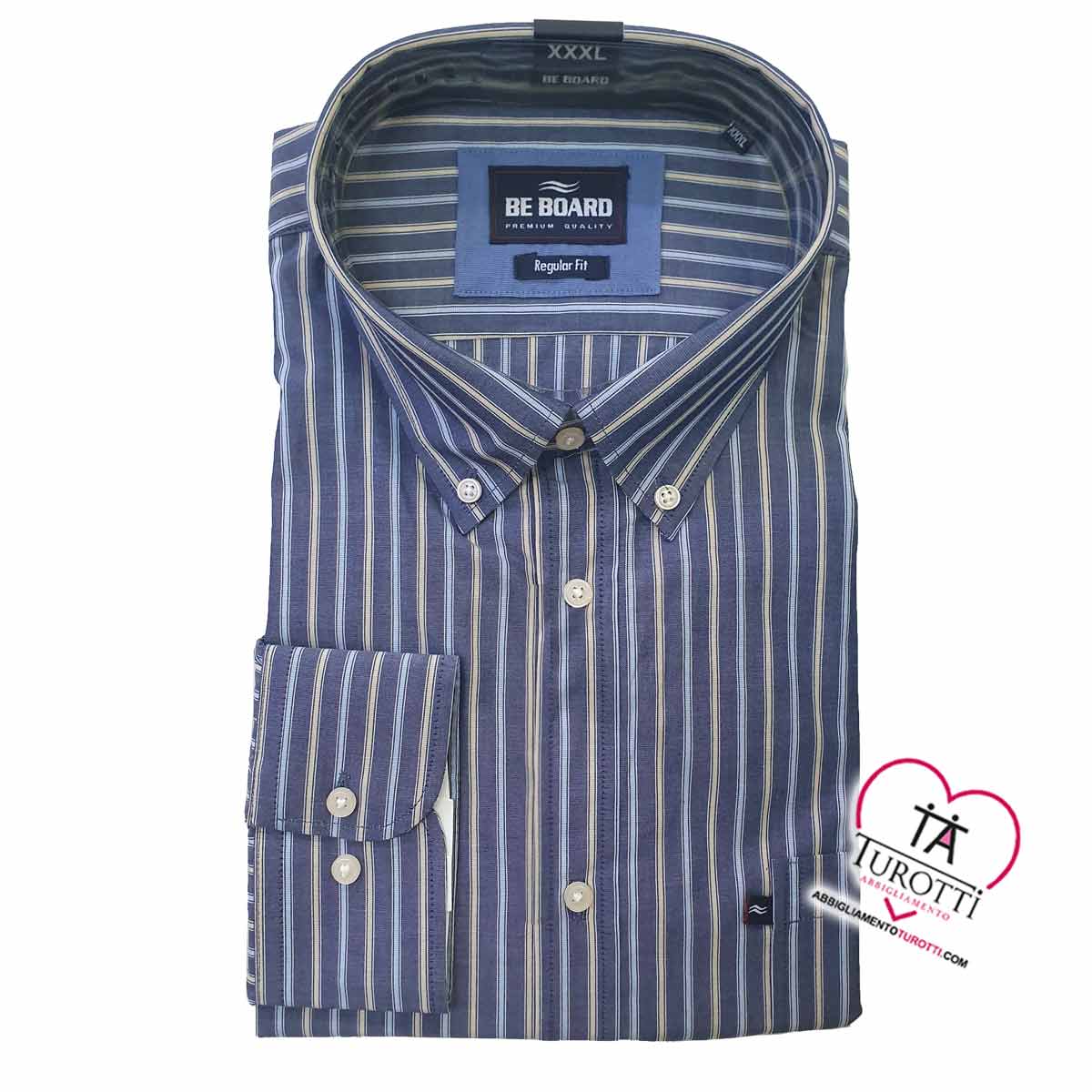 BE BOARD Camicia Uomo CAM953 manica lunga leggera fantasia rigata