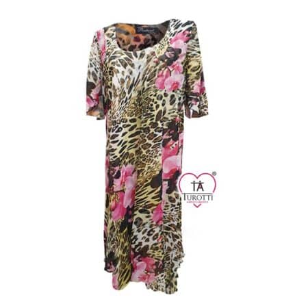 Abito lungo Positano over donna 12211 plus a mezza manica reversibile in fantasia - immagine 6