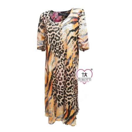 Abito lungo Positano over donna 12211 plus a mezza manica reversibile in fantasia - immagine 7