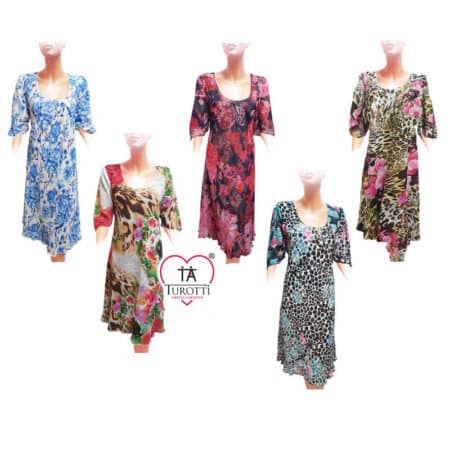 Abito lungo Positano over donna 12211 plus a mezza manica reversibile in fantasia - immagine 8