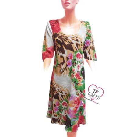 Abito lungo Positano over donna 12211 plus a mezza manica reversibile in fantasia - immagine 3
