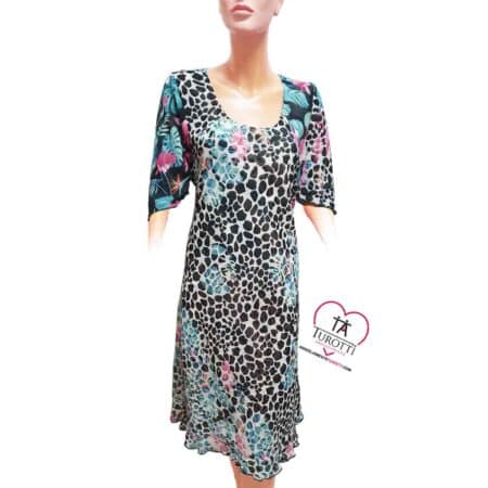 Abito lungo Positano over donna 12211 plus a mezza manica reversibile in fantasia - immagine 4