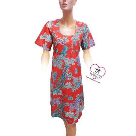 Abito longuette Positano donna 21592 a mezza manica fantasia coralli - immagine 3