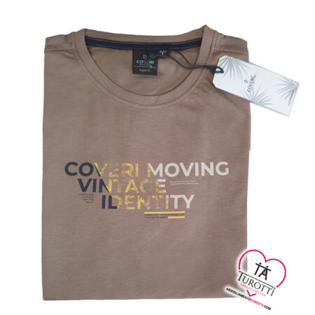 T Shirt Coveri Moving manica corta uomo cotone  art. TJ3827 fango - immagine 2